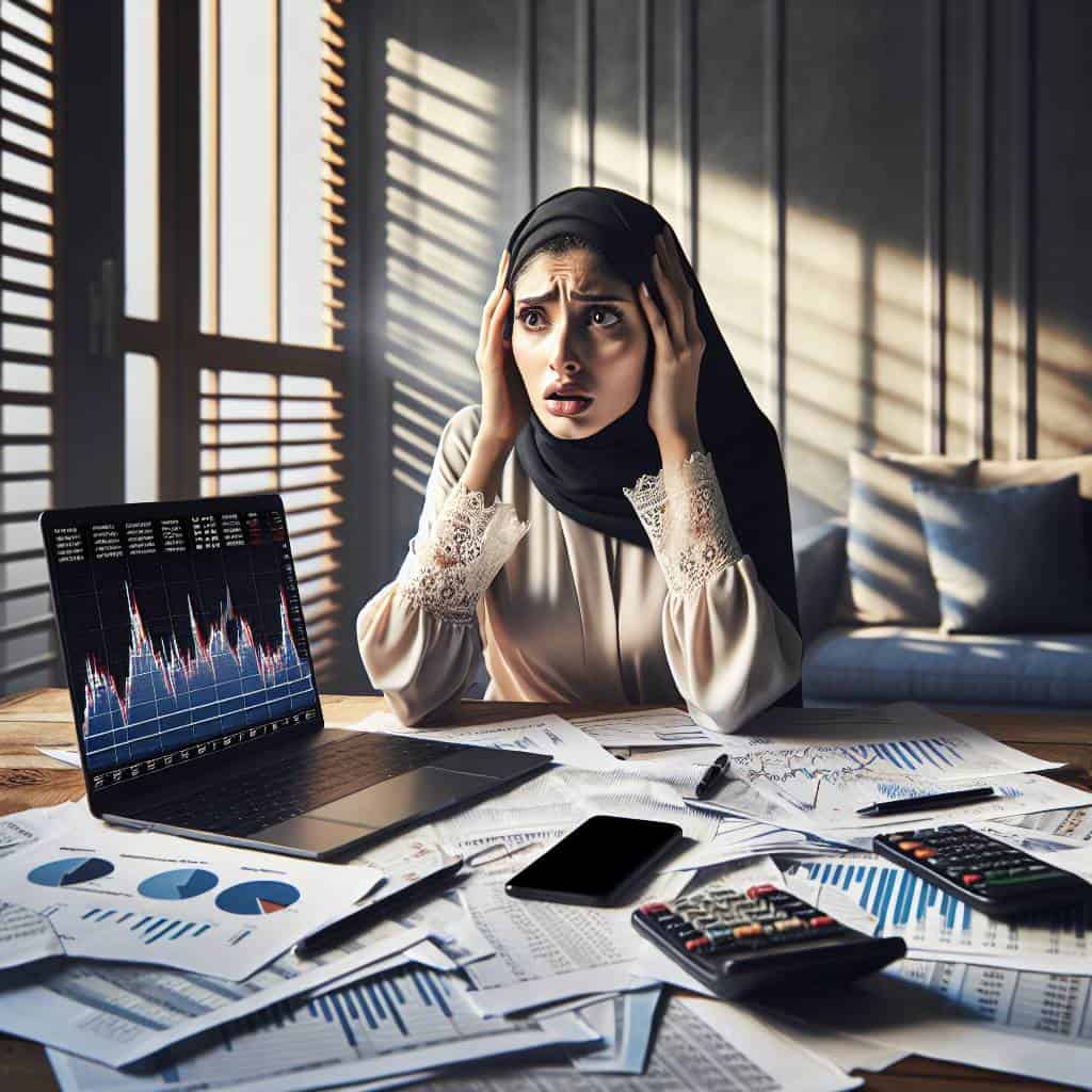 Growth investing risks management stress scene.