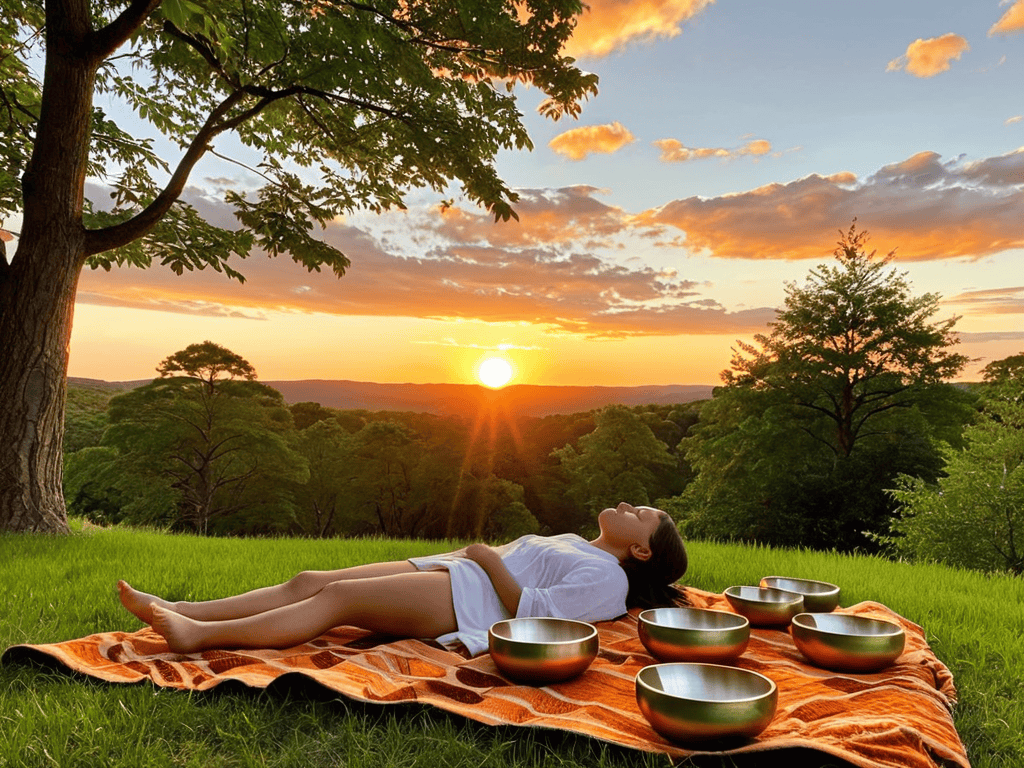 Healing Through Sound meditation outdoors